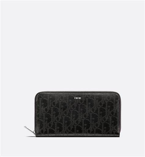 Zipped Wallet Black Dior Oblique Galaxy Leather